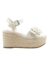 MARC FISHER Womens Ivory Flower Venom Almond Toe Wedge Espadrille Shoes 10 M