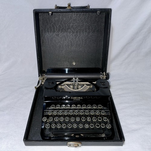 Vintage 1937 Corona Junior Portable Typewriter with the Case - Works