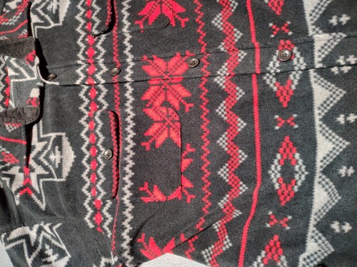 Chaps Shacket Mens M Black/Red/Gray Aztec Flannel Southwestern Outdoor Fireside - Picture 5 of 10