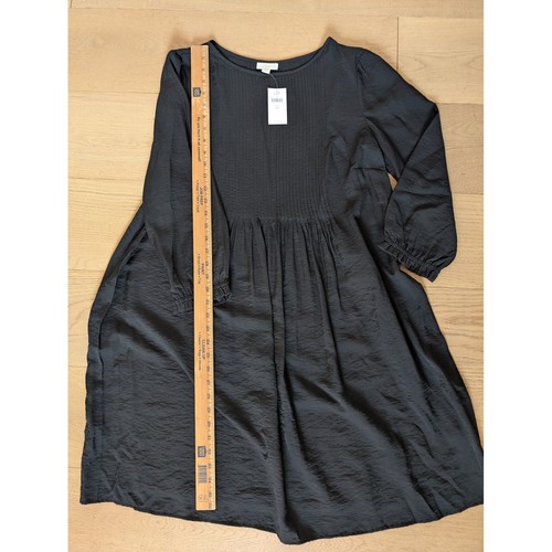 J. Jill Black Dress Pleated Long Sleeve Casual Career Midi Dress Size M - Picture 6 of 9