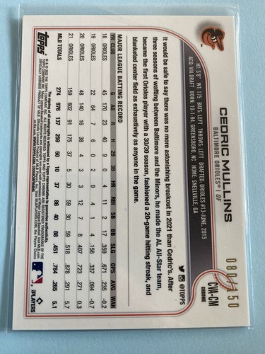 Cedric Mullins Autograph Cards. Set of 4 - Picture 7 of 9