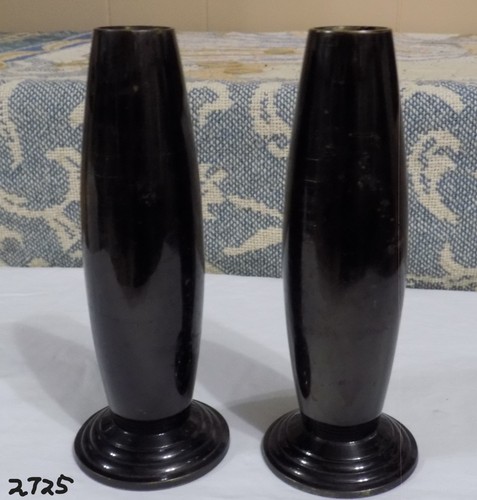 Set of 2 Oriental Brass Etched Metal Vases Mt. Fuji Pagoda Japan 7" - Picture 4 of 5