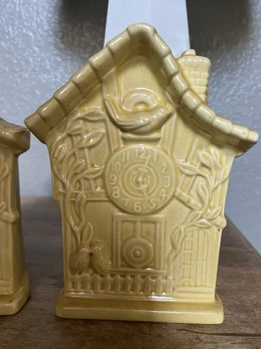 2 McCoy Wall Pocket Yellow Owl Cuckoo Clock Wall Pocket Cottagecore Hard To Find