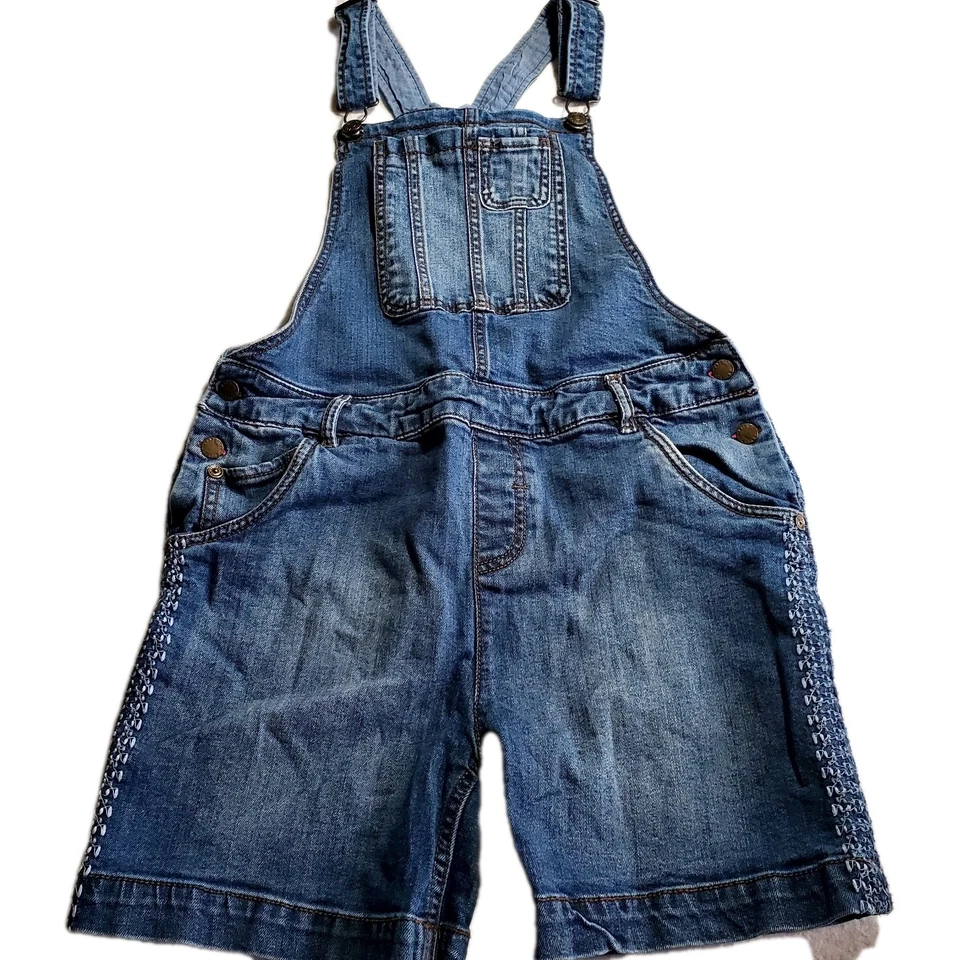 FatFace Великобритании девочек джинсовой ткани нагрудник комбинезон размер 12/13 принцесса кружева розовый стежок лето - Изображение 2 из 4