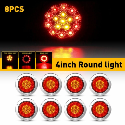 4 inch 12V-24V Round LED Truck Trailer Stop Turn Tail Brake Lights Waterproof - Bild 24 von 40