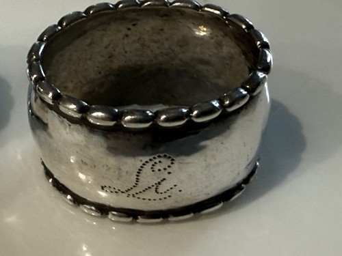 Pair Of Georg Jensen Very Early Beaded Sterling Silver Napkin Rings #7 1904-08 - Picture 11 of 12