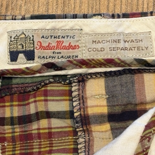 Pantaloncini Ralph Lauren Autentici India Madras Patchwork 36 Vestibilità Classica 100% Cotone - Foto 3 di 9
