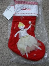 NEW PBK Quilted Fairy Christmas Stocking Pottery Barn Kids Monogramed Adria NWT