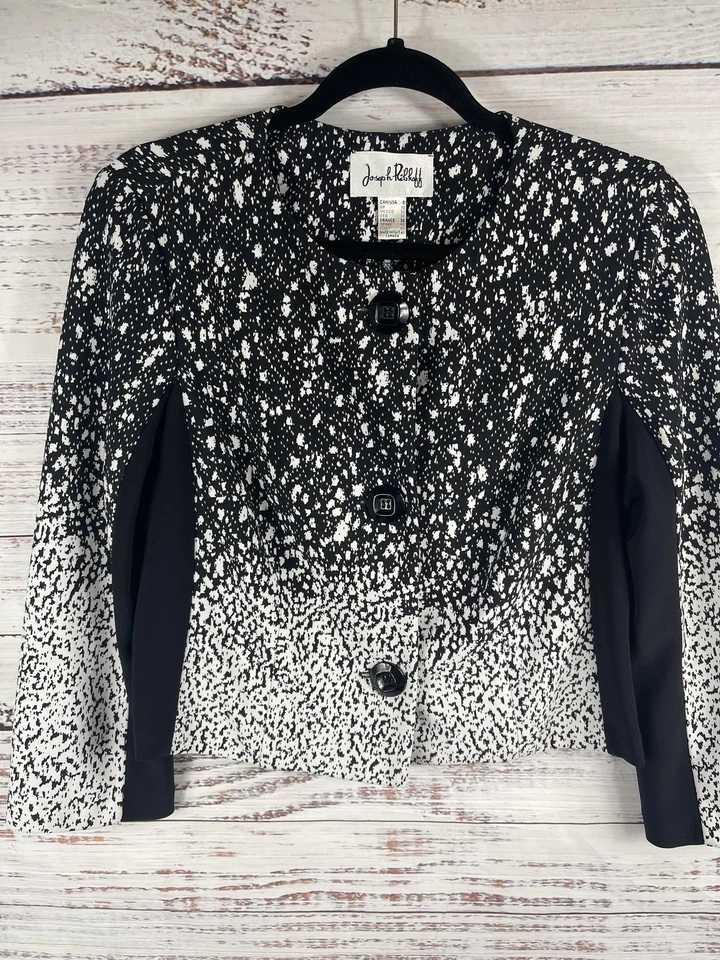 Chaqueta Joseph Ribkoff Mujer 8 Negro Blanco Ombre Botón Frontal Blazer 611023 Foto 2 de 4