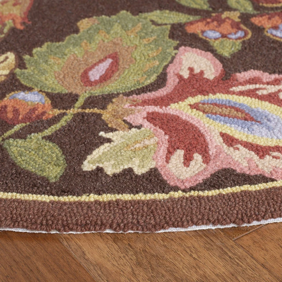 Chelsea Collection 6' Round Maroon HK314C Hand-Hooked French Country Wool Are... - Image 2 of 2