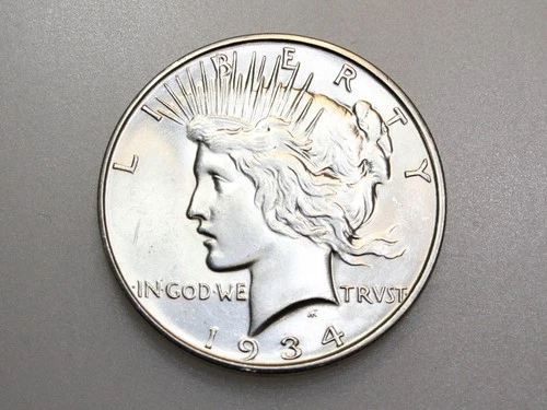 1934-D $1 PEACE SILVER ONE DOLLAR GEM BU