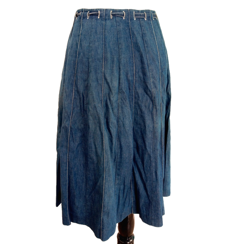 Gonna denim vintage anni 80 Tumbleweeds bottoni davanti country western taglia M cravatta top - Foto 4 di 9