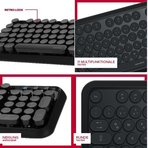 Speedlink USB Multimedia Tastatur QWERTZ Retro-Tasten Deutsch PC Office Business - Bild 3 von 4