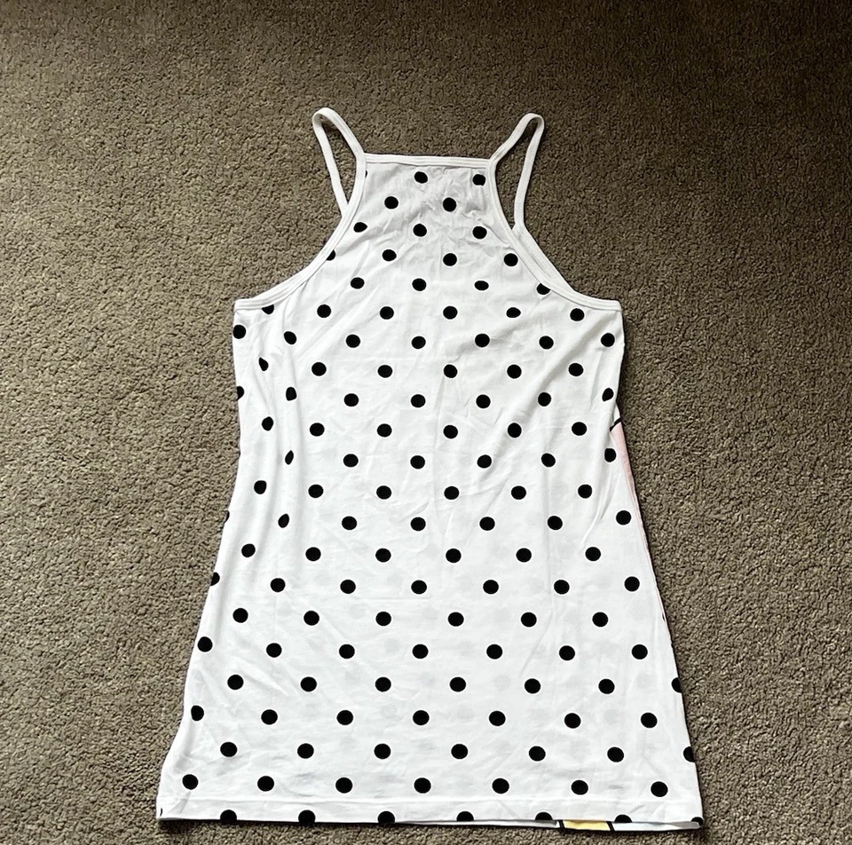 Винтажный Y2K Toki Doki дизайнерский верхний большой белый бак в горошек графика 2000-х - Изображение 2 из 4