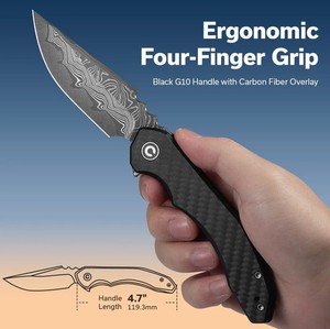 Civivi Knives Bluetick C23050-DS2 Twill Carbon Fiber Damascus Steel Knife