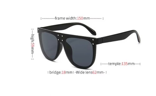 Hombres Gafas de sol Negro Oscuro Lente Parte Superior Plana Moda Tonos Elegante Estilo De Gran Tamaño - Imagen 23 de 44