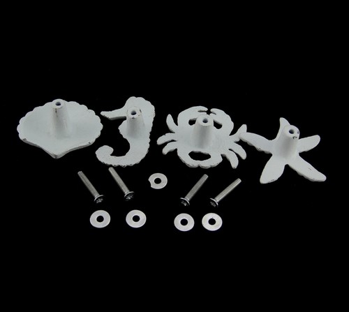 Juego de 4 perillas de cajón o gabinete de hierro fundido Zeckos Coastal Sea Life - Imagen 3 de 3