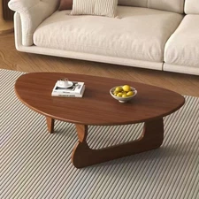Walnut Coffee Table Triangle Solid Wood Mid Century Modern Living Room Table