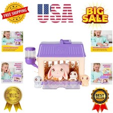 Bunny Mini Interactive Toy Set, Hutch Animal Playset with 3 Surprise Babies, ...