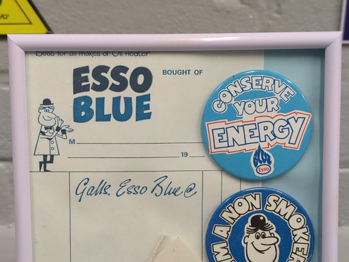 A5 Framed ESSO Blue 3 Badges Receipt & Tag Esso Boom Paraffin / Kerosene - Picture 5 of 13
