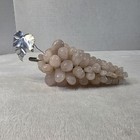 Vintage Rose Quartz Cluster of Pink Grapes Stone Fruit Mid Century 9” Home Decor