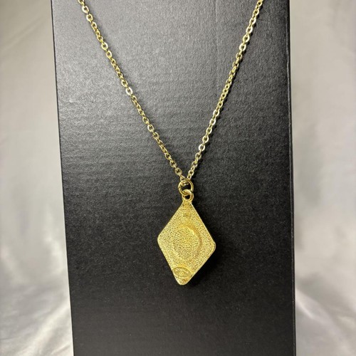 CHANEL CC Logo Rhombus Charm Necklace 16" Gold Tone Auth used Rare Japan F/S - Picture 6 of 13