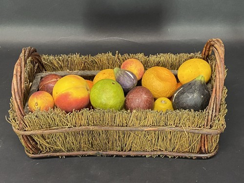 Antique Vintage Italian Stone Marble Fruit Gorgeous Peach Orange Apple Fig SFC - Picture 3 of 14