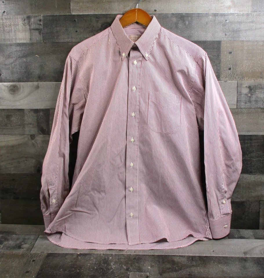 Camisa Gitman Dorada Para Hombres 15.5 34 Roja Blanca Rayas Bolsillo Abotonado Hecha en EE. UU. Foto 2 de 4