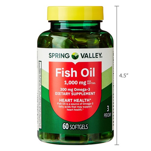 Spring Valley Omega-3 from Fish Oil Softgels for Heart Health, 1000 mg, 60 Count - Picture 4 of 4