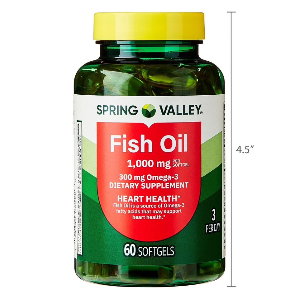Spring Valley Omega-3 from Fish Oil Softgels for Heart Health, 1000 mg, 60 Count - Image 4 of 4
