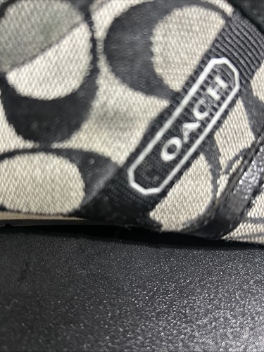 Coach Katelyn Black Gray Tie Up Sneakers Shoes Canvas Logo Sz 11 - Picture 5 of 9