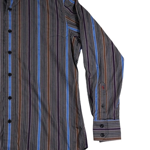 Robert Graham Flip Cuff Herren Hemd Größe Small gestreift grau blau lila - Bild 3 von 12