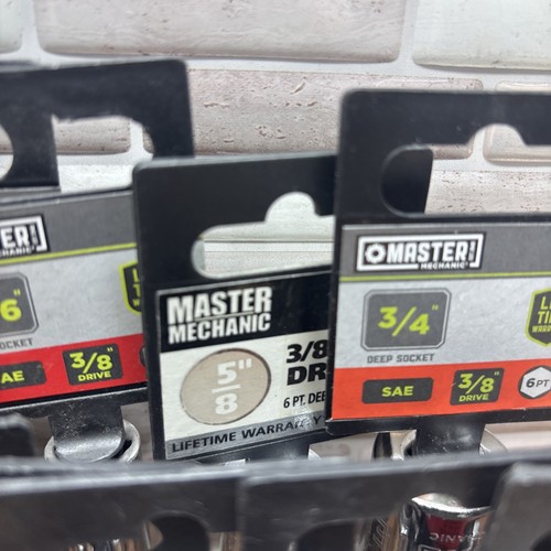 11- Master Mechanic 3/8" Drive Sockets, Shallow & Deep, 1/4 3/8 7/16 5/8 3/4 ++ - Picture 5 of 8