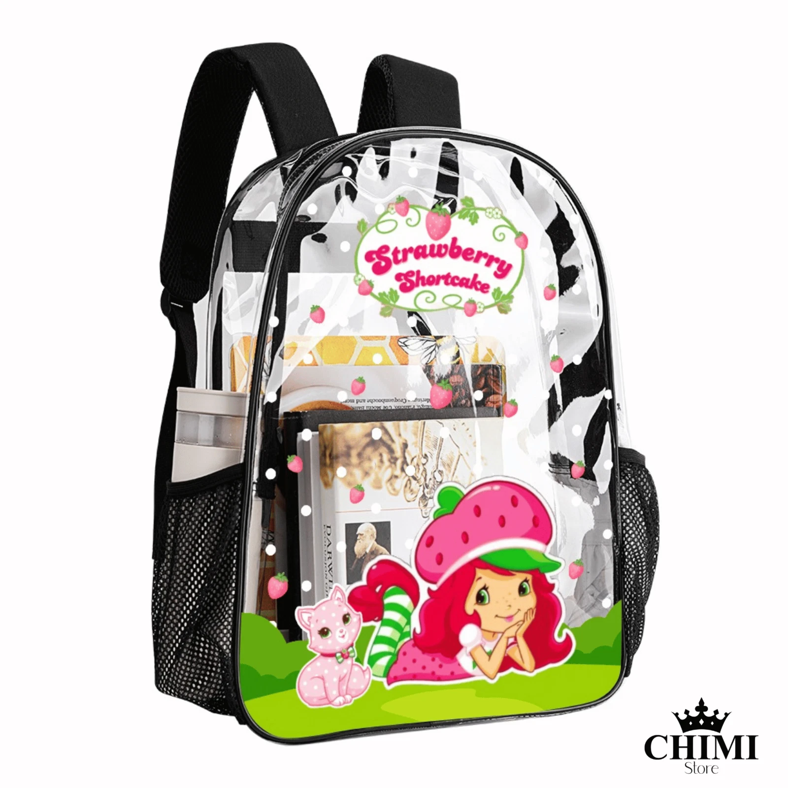 Custom Clear Backpack Strawberry Shortcake with Name – Kids School Bag