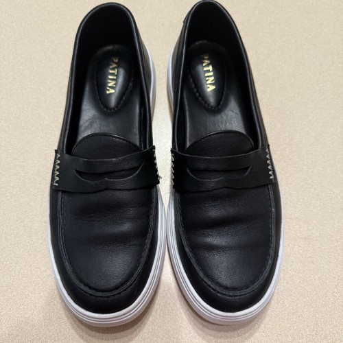 Patina Boardwalk Penny Loafers Women’s 8 Black Leather Great Condition!! - Picture 2 of 10