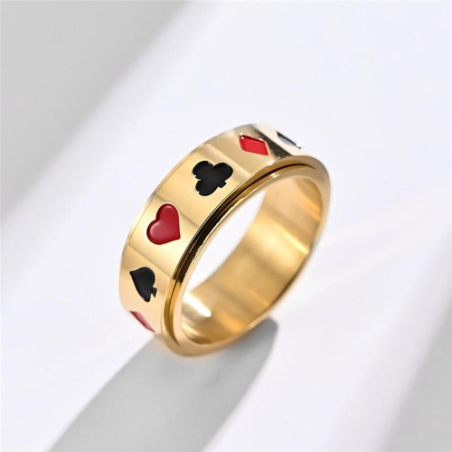Anillo giratorio de tarjeta de póquer de 8 mm de acero inoxidable para hombre anillo de la suerte de motociclista vintage S/B - Imagen 4 de 27