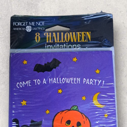 Vintage 90er Halloween Party Einladungen schwarze Katze Kürbisse American Greetings 24 neu - Bild 4 von 10