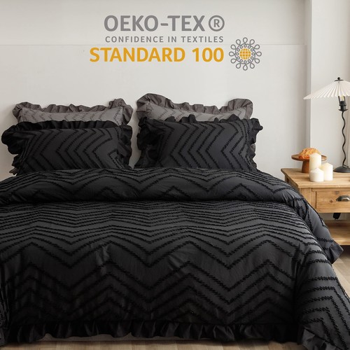 Tufted Duvet Cover Queen Sets, Soft and Breathable Comforter Cover with Zippe... - Picture 4 of 8