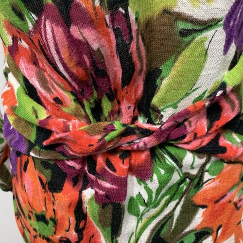 Guinevere geblümt mehrfarbig geraffte Ärmel leichte Strickjacke Pullover Small  - Bild 6 von 11