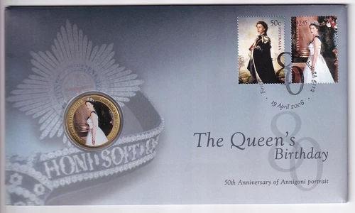AUSTRALIAN PNC COVER: 2006 50 CENT THE QUEENS BIRTHDAY COIN #M283