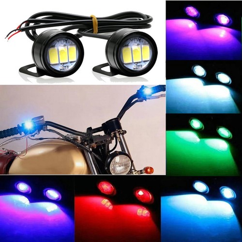 Pair 9W Motorcycle LED Eagle Eye Lamp Headlight Spotlight Daytime Running Light - Picture 1 of 26