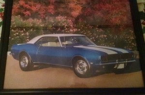 1968 68 Blue Camaro Rs White Stripes Picture Pic In New Black Frame 8 X 11 Ebay