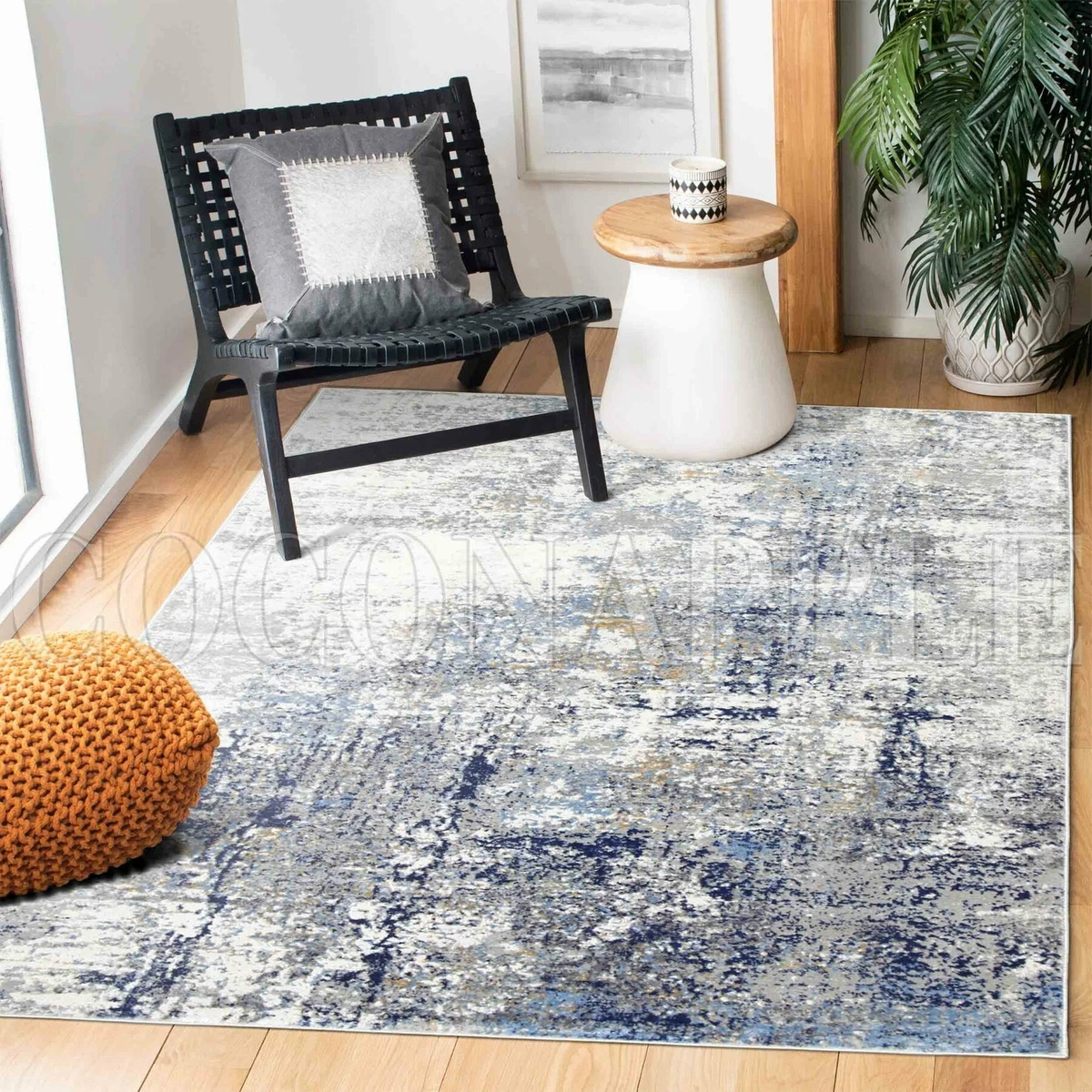 Blue abstract rug outlet