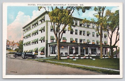 #ad Hotel Fullerton Boothbay Harbor Maine ME Vintage Cars Postcard $3.95