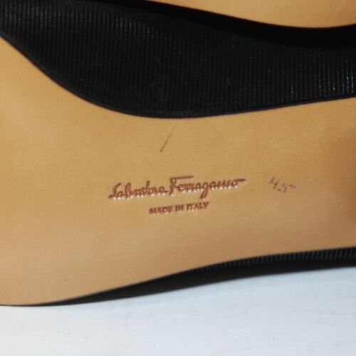 Decolte tacco nero Salvatore Ferragamo nuove senza etichette vintage taglia 8 AAAA emblema stretto - Foto 7 di 10