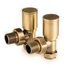 Sandy Beach Antique Brass Angled Towel Rail Radiator Valves 15mm - RRP £40