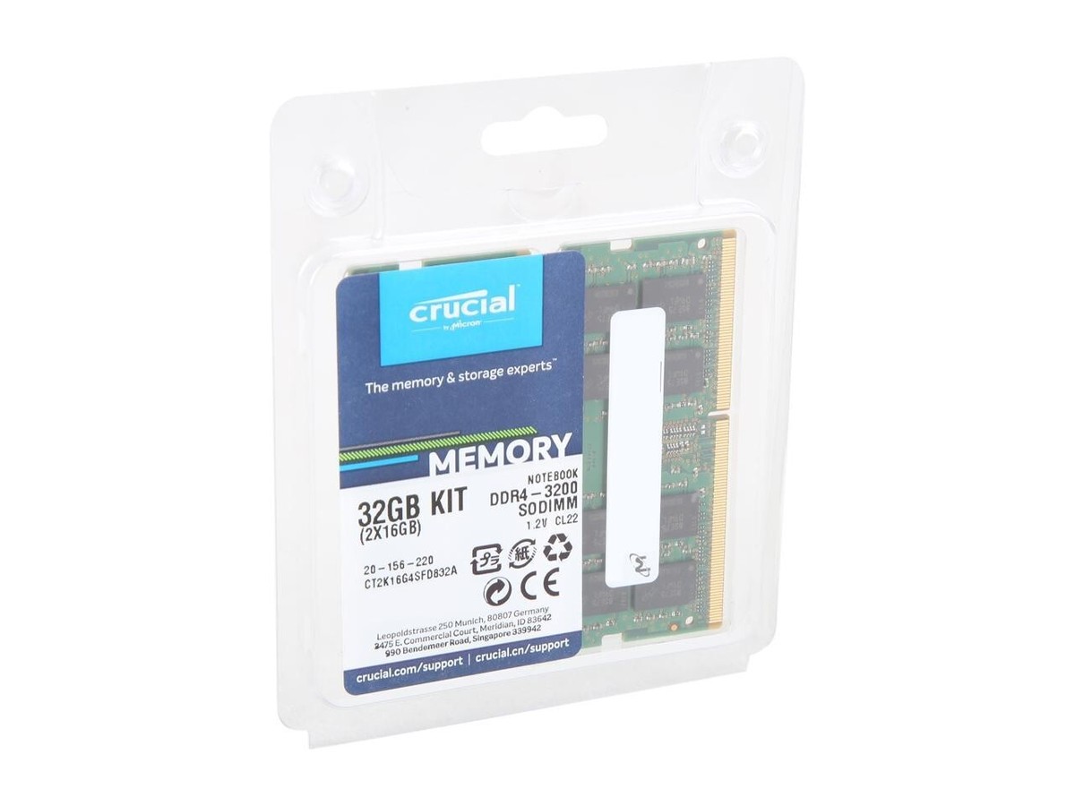 Crucial 32GB (2 x 16GB) PC4 25600 DDR4 SO-DIMM 3200 DDR4