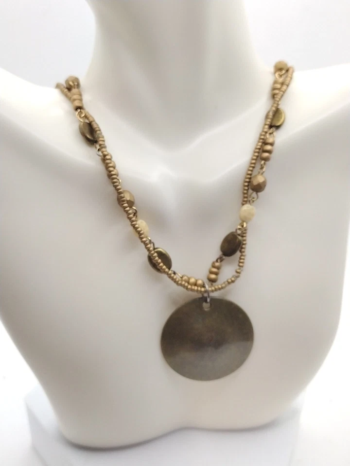 Collar Cookie Lee Con Cuentas Estilo Boho Contemporáneo Bronceado Verde Redondo... Foto 2 de 4