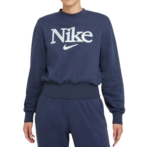 NIKE Women's Logo Fleece Crew Sweatshirt Plus Size 1X Thunder Blue Loose Fit - Bild 1 von 3