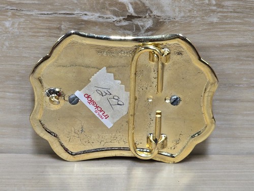 Vintage Gold and Black Tone with Round Purple Agate Belt Buckle - Picture 3 of 3